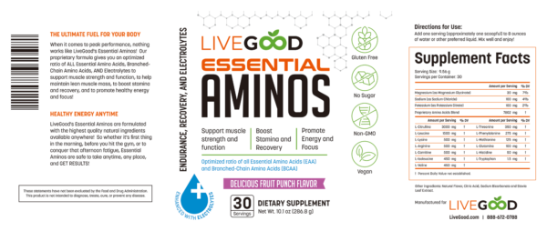 label of amino acids essentials